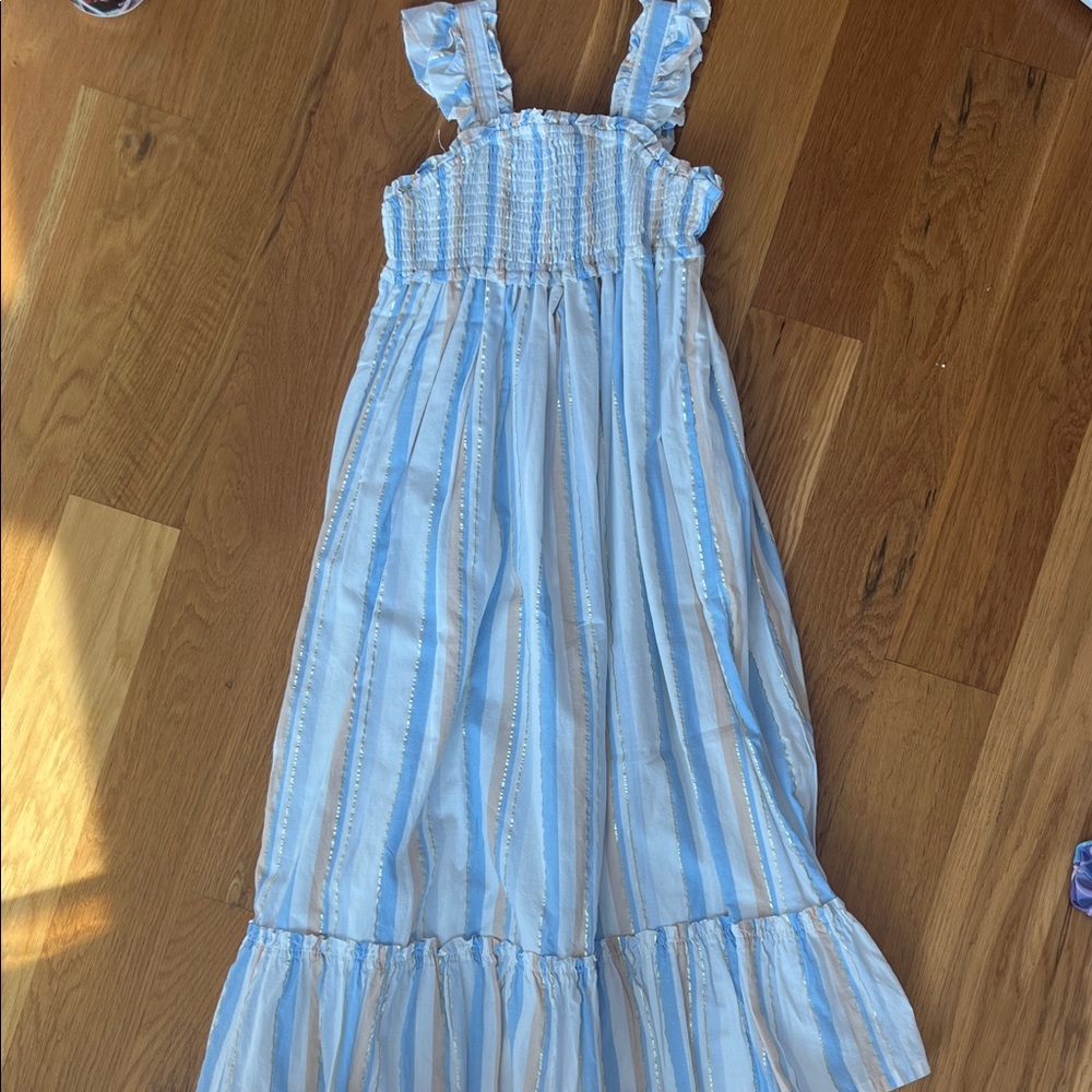 Haute Hippie Kids Blue and White Ruffle Dress
